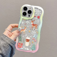 Coque de téléphone portable avec chaîne et motif imprimé cadeau de Noël pour iPhone 16 15 17 18 Pro Max, motif crème, coque arrière