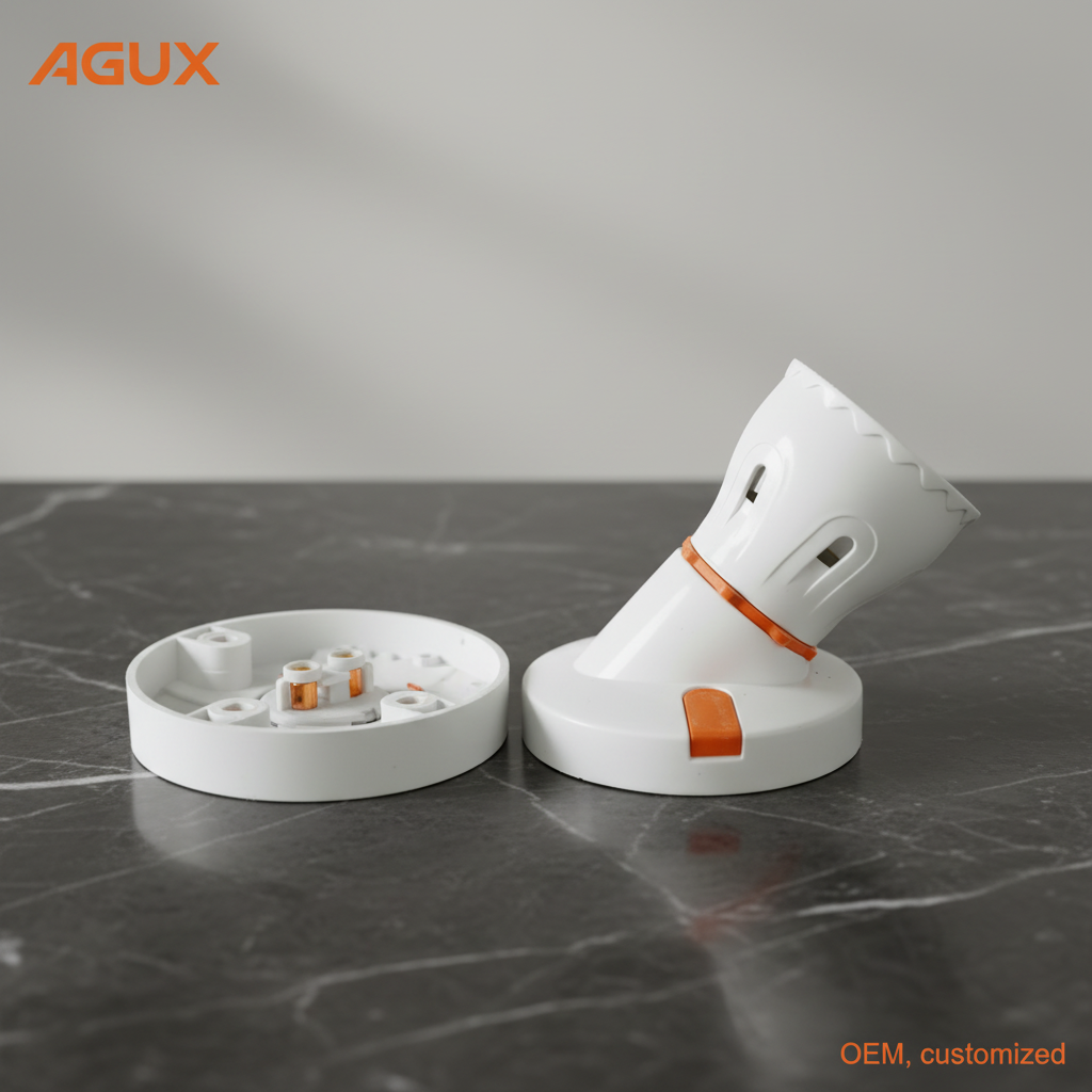 AGUX Ceiling Mounted B22/E27 Universal Lamp Holder 250V Socket 16A 10-Year Warranty Ceramic Safety Small Circular Plastic