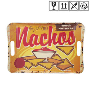 Plateau de service rectangulaire vintage en mélamine 41x28x2,5 cm, motif nachos, incassable - Product Image 3