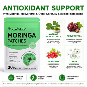 Acentiallabs 30 patchs végétaliens au Moringa avec extrait de feuille de Moringa, Berbérine et NAD+ pour favoriser le métabolisme et contrôler l'appétit - Product Image 4