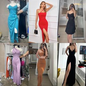 Falda de expansión adelgazante de cintura alta para mujer, nuevo vestido de fiesta de gasa con cuello en V y lentejuelas - Product Image 6