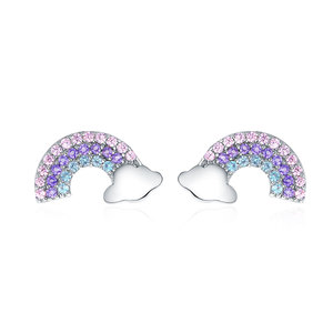 ขายส่ง925เงินสเตอร์ลิงสีรุ้ง zircon ต่างหูสวยงามต่างหูสำหรับสตรีอินเทรนด์ปาร์ตี้ต่างหู SCE578 <span class=keywords><strong>bamoer</strong></span> - Product Image 1
