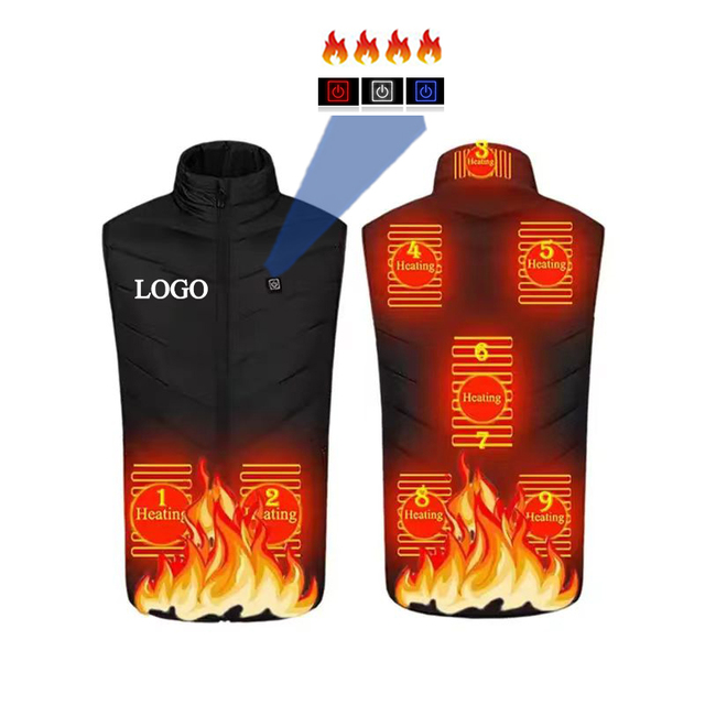 In Stock 5V USB Electric Heated Vest for Winter Light Weight Mens Custom Logo 9 Heated Zones Heat Vest Jackets