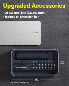 HOTO Kit de tournevis électrique sans fil amélioré avec lumière LED, 25 embouts hexagonaux de 1/4'' magnétiques et rechargeables, pour l'assemblage et la réparation de meubles - Product Image 2