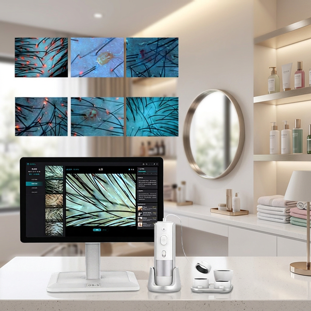 16 Million Pixels AI Full HD Digital Hair Scalp Analysis Machine Android Tablet Printed Report Desktop Type ABS Home Use 1 Year