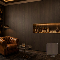 Panneau mural intérieur en WPC à grain de bois de noyer foncé de luxe, revêtement mural plat sans joint pour hall d'hôtel, bar, salon, club