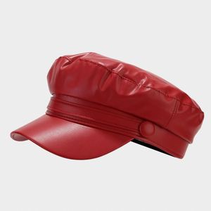 PU Leather Beret <b>Hat</b> <b>for</b> Women High Quality Flat Top Art Retro Painter Style Simple Design <b>for</b> Beach Sports Party - Product Image 5