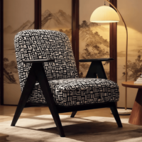Fauteuil à bascule écologique en teck doré, design moderne et luxueux, housse en coton, rembourrage en mousse, pour salon, chambre, maison