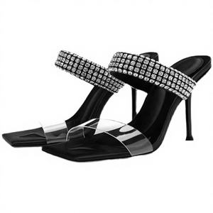 Zapatos de Tacón Alto con Pedrería Personalizados para Mujer, Zapatos de Novia con Punta Abierta, Antideslizantes, Ligeros, Sandalias de Verano y Otoño - Product Image 2