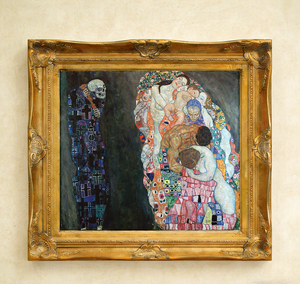 <span class=keywords><strong>Reproduction</strong></span> <span class=keywords><strong>de</strong></span> peinture à l'huile <span class=keywords><strong>de</strong></span> luxe sur toile Gustav <span class=keywords><strong>Klimt</strong></span> La mort et la vie pour salon - Product Image 1
