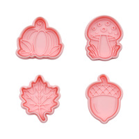 Ensemble de découpoirs à biscuits en plastique 3D en forme de citrouille et de feuille d'érable pour l'automne, moule à biscuits personnalisé en argile DIY
