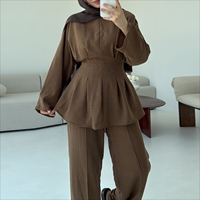 Abaya arabe élégante de Dubaï, tenue islamique modeste, tenue de fête, haut et pantalon de style moyen-oriental, ensemble de vêtements musulmans deux pièces pour femmes