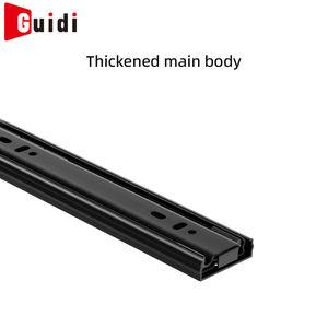 Glissières de tiroir silencieuses en acier noir à rebond silencieux, glissières de tiroir à extension complète à 3 volets, ouverture par pression, fermeture douce - Product Image 2
