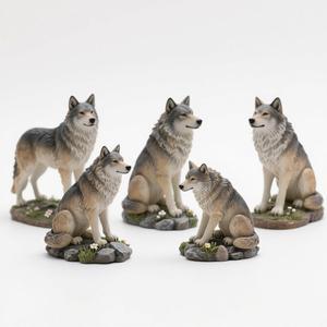 ウルフ樹脂の置物-5 "ハウリングポーズ野生動物の彫刻、キャビン/オフィス用の手作りのリアルなアルファウルフの装飾 - Product Image 2