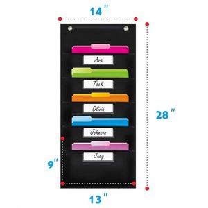 Multifunction 5-Pocket Wall <b>File</b> Organizer with 2 Hooks Foldable Office Storage and Space-Saving Pocket Chart Storage - Product Image 2