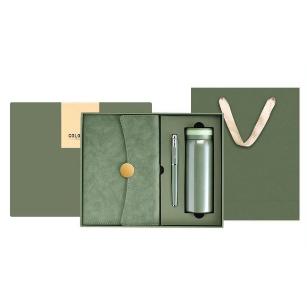 High-End Business Thermos Cup Notebook Gift Set Factory Customizable Logo Texture Imitation Leather for Christmas Occasions