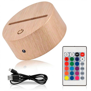 Lampe de chevet à illusion 3D noire, base de lampe de bureau, 7 couleurs, alimentation par batterie, lumières LED alimentées par USB avec interrupteur à distance pour la décoration - Product Image 6