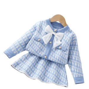 Girls Casual Two-Piece Set Autumn and Winter Western Style Bowknot Princess Dress New <strong>Sweater</strong> Suit for Children - Product Image 5