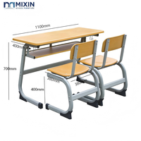 Ensemble de table et chaise d'écolier ergonomique double réglable avec plateau en bois pour 2 utilisateurs, mobilier scolaire ODM OEM