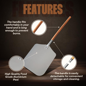 SEB <span class=keywords><strong>Pizza</strong></span> Peel Paddle Long Aluminium Métal avec Long Manche en <span class=keywords><strong>Bois</strong></span> Détachable <span class=keywords><strong>Pizza</strong></span> Tourner Spatule en Acier <span class=keywords><strong>Pelle</strong></span> - Product Image 3