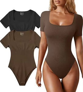 Combinaison moulante à manches courtes et col carré, nouveau style d'été pour femmes européennes et américaines - Product Image 4