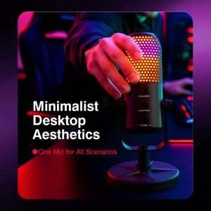 Nouveau microphone USB sans fil RGB pour jeux SU1T, microphone à condensateur 24 bits/44 kHz, 7 couleurs de lumière, boutons de <span class=keywords><strong>volume</strong></span>/moniteur/écho, réduction du bruit - Product Image 5