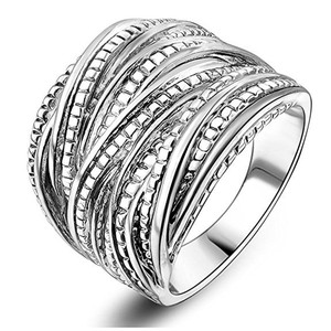 Anello Cocktail B1400 in Acciaio Inossidabile Placcato Oro 18K, Design Geometrico Unisex, Anelli alla Moda per Feste - Product Image 2