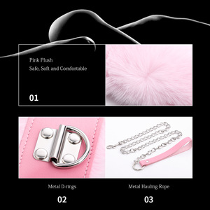 Collar Gargantilla Gótico Rosa de Cuero PU con Forro de Piel, 100% Impermeable, Juguete Sexual SM con Cadena Larga y Duradera Desmontable - Product Image 5