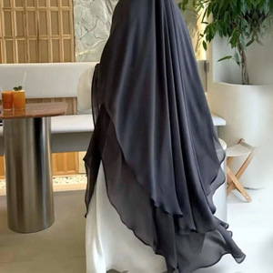Crêpe Jazz de Haute Qualité, Vêtements Islamiques en Gros pour l'Aïd et le Ramadan, <span class=keywords><strong>Hijab</strong></span> Long de Prière pour Femmes Musulmanes, Khimar à Nouer à l'Arrière - Product Image 4