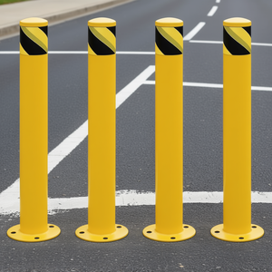 Poteau de signalisation en acier jaune industriel, hauteur 36 pouces, diamètre 3,5 pouces, revêtement en poudre, barrière de sécurité pour la circulation - Product Image 2