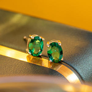 All Fashion 1 Carat Earrings Hydrothermal Grow Columbian Emeralds Certified Lab Grown Emerald <b>Green</b> <b>Jewelry</b> - Product Image 5