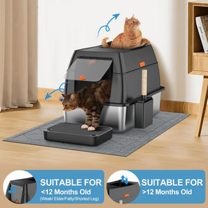 Extra Large <b>Cat</b> <b>Litter</b> Box Anti-Leakage Stainless Steel Easy Clean Lid for Big <b>Cats</b> Enclosed Removable Metal <b>Litter</b> Box - Product Image 5