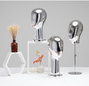 หัวหุ่นชุบโครเมียม + หัวหุ่นสีโรสโกลด์สีเงิน + หมวกโชว์กระจกวิกผมแสดงหุ่นแขวน - Product Image 4