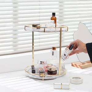 고급 대리석 회전 스토리지 랙 더블 레이어 주최자 스탠드 향수 스킨케어 홀더 데스크탑 장식 선반 - Product Image 2
