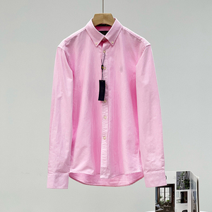 <span class=keywords><strong>Camisa</strong></span> Oxford de <span class=keywords><strong>Manga</strong></span> <span class=keywords><strong>Larga</strong></span> para <span class=keywords><strong>Hombre</strong></span>, de Algodón Puro, Color Sólido, con Botones, de Alta Calidad, Marca de Lujo # RL - Product Image 5