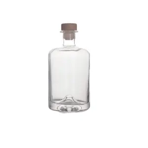 Forme ronde 70cl Whisky Liqueur Bouteille Vodka Bouteille en verre 750 ml avec liège