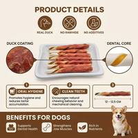 Friandises à mâcher pour chiens en bâtonnets roulés bicolores de qualité supérieure avec pâte de canard, riches en protéines, pour l'hygiène dentaire