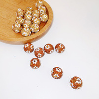 Perles rondes en cristal de verre de 16 mm, ornements en argile polymère percés, boules de fleurs disco
