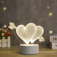 Lampe de chevet LED compacte pour chambre à coucher avec télécommande, veilleuse 3D 2022 en acrylique, sans fil, pour enfant, à piles, 30 LED, écologique, CE, moderne