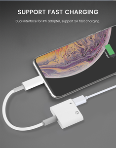 Kabel Adaptor Audio Aux 2 In 1, untuk Headphone iPhone Pengisian Daya Kabel Transfer Data Kabel Adaptor AUX 2 In 1 IOS Adaptor Audio - Product Image 2