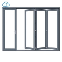 Porte pliante en aluminium à grille européenne pour intérieur/extérieur, porte de séparation moderne en verre à grille pour balcon d'appartement et usage extérieur