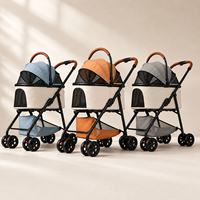 Poussette portable pour animaux de compagnie avec grand panier inférieur, roues en EVA, auvent en maille respirante pour chats, chiens de petite et moyenne taille