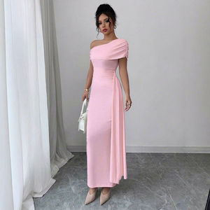 Women's Summer Socialite Style Asymmetrical High Waist Anti-static Elegant Backless Sexy <strong>Dress</strong> Raglan - Product Image 3