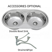 Évier de cuisine double en acier inoxydable à poser sur plan pour appartement et usage domestique, dimensions 850*450mm