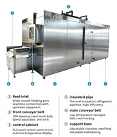 Vicmai Automatische Tunnel Vriesmachine voor Groenten en Fruit, Vloeibaar Continue Snelle Vriesmachine IQF, 100-5000kg/u erwten, sperziebonen