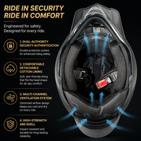 Casque de moto tout-terrain en gros d'usine en stock, casque de course ATV homologué DOT, plusieurs tailles disponibles
