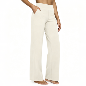 Pantaloni da yoga a gamba larga in tessuto con protezione solare con tasche ad alta elasticità - Product Image 2