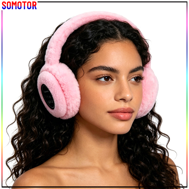 Soft Fuzzy Wireless Headphones Warm Over-Ear Earcups Lightweight and Cozy Support 3.5mm Aux