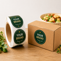 Etiquetas Adhesivas para Alimentos con Logotipo de Marca Comercial, Etiquetas Redondas de Vinilo Impermeables para Sellado de Embalaje, Rollo de Etiquetas Personalizadas