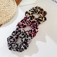 Chouchou en velours imprimé léopard, élastique large pour queue de cheval, accessoire de coiffure élégant pour femme